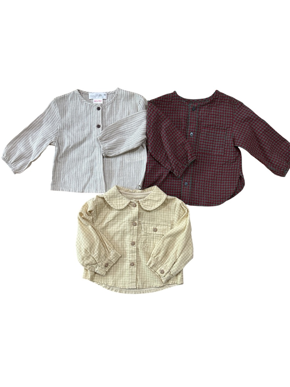 Kids' 3-Pack Button-Front Tops in Cream, Beige, and Burgundy